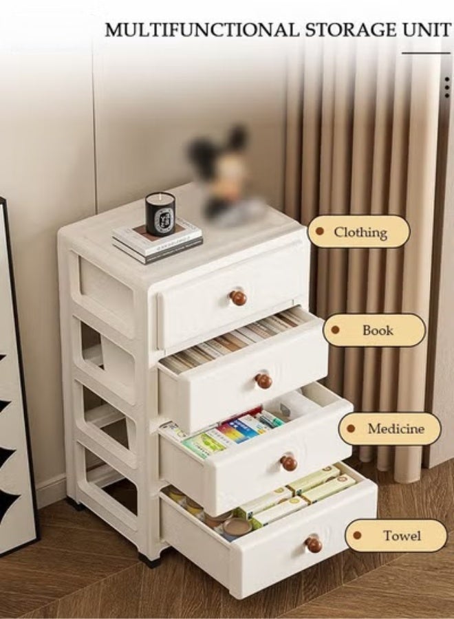 MIXDE Multipurpose Plastic 4-Drawer Storage Cabinet for Kitchen, Bathroom, Bedroom,Kitchen,Living Room,Office,Multifunctional Waterproof Design 4-Tier Vertical Storage Cabinets With Drawers, Slim Narrow Cabine - Image 1